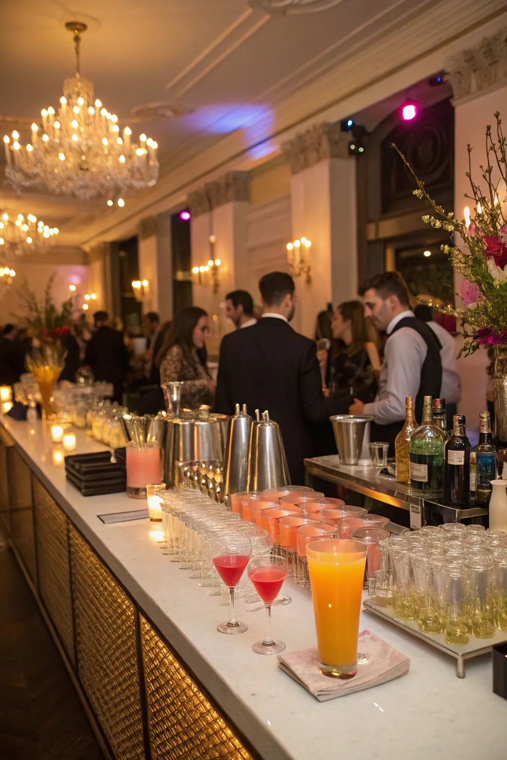 A sophisticated internal event featuring a chic mixed beverage counter.
