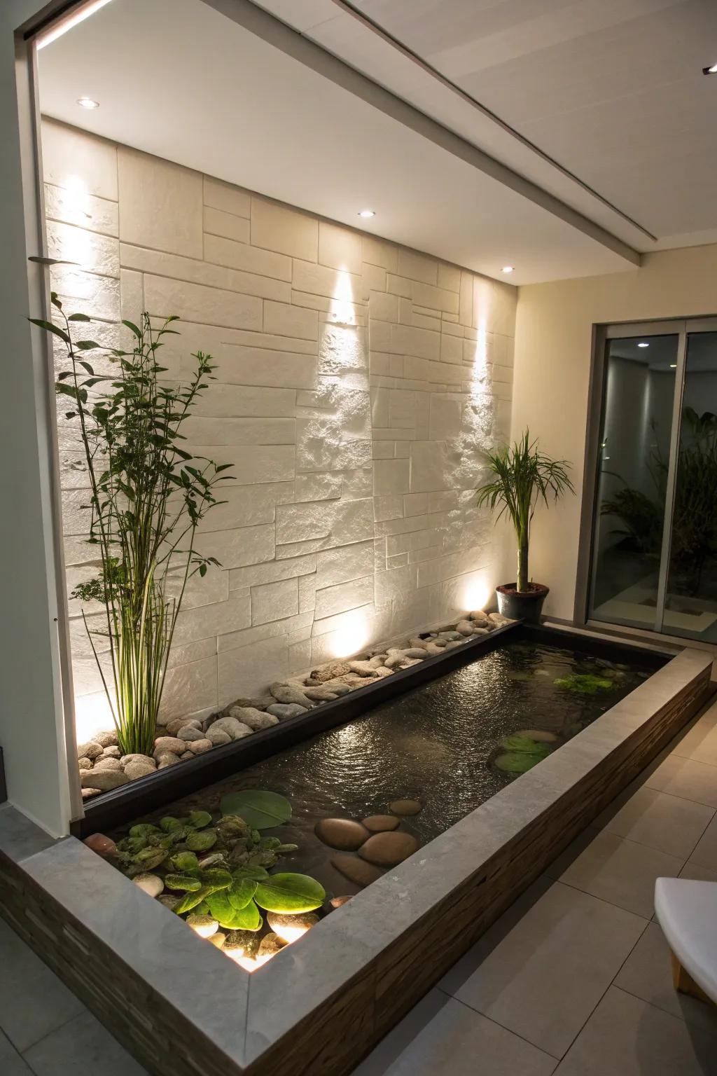 Wall-secured ponds present contemporary elegance and conserve space.