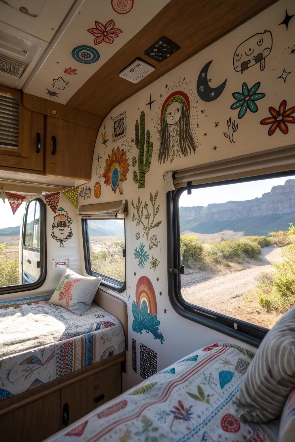 Unique wall art that infuses persona to the RV.