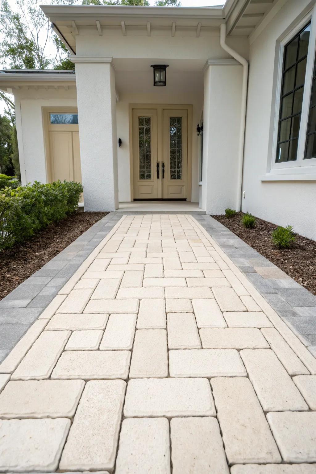 A minimalist entrance featuring crisp lines and neutral tones.