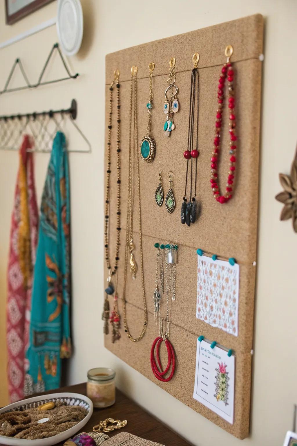 A fabric-enveloped display board for jewelry