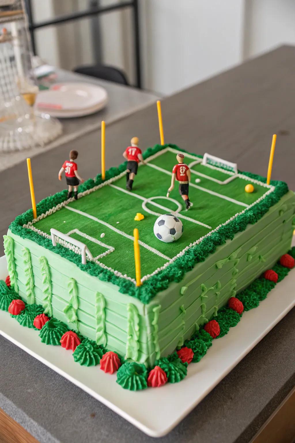 A gridiron dessert serving as an impressive centerpiece.