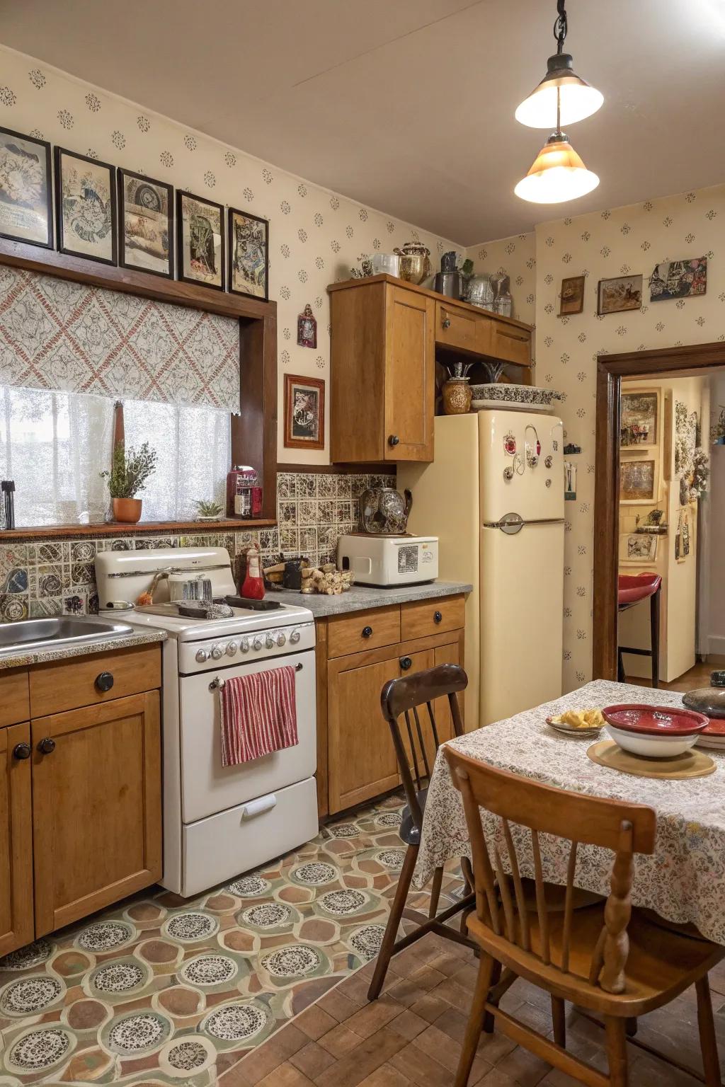 Retro prints add a nostalgic and charming touch to your kitchen.