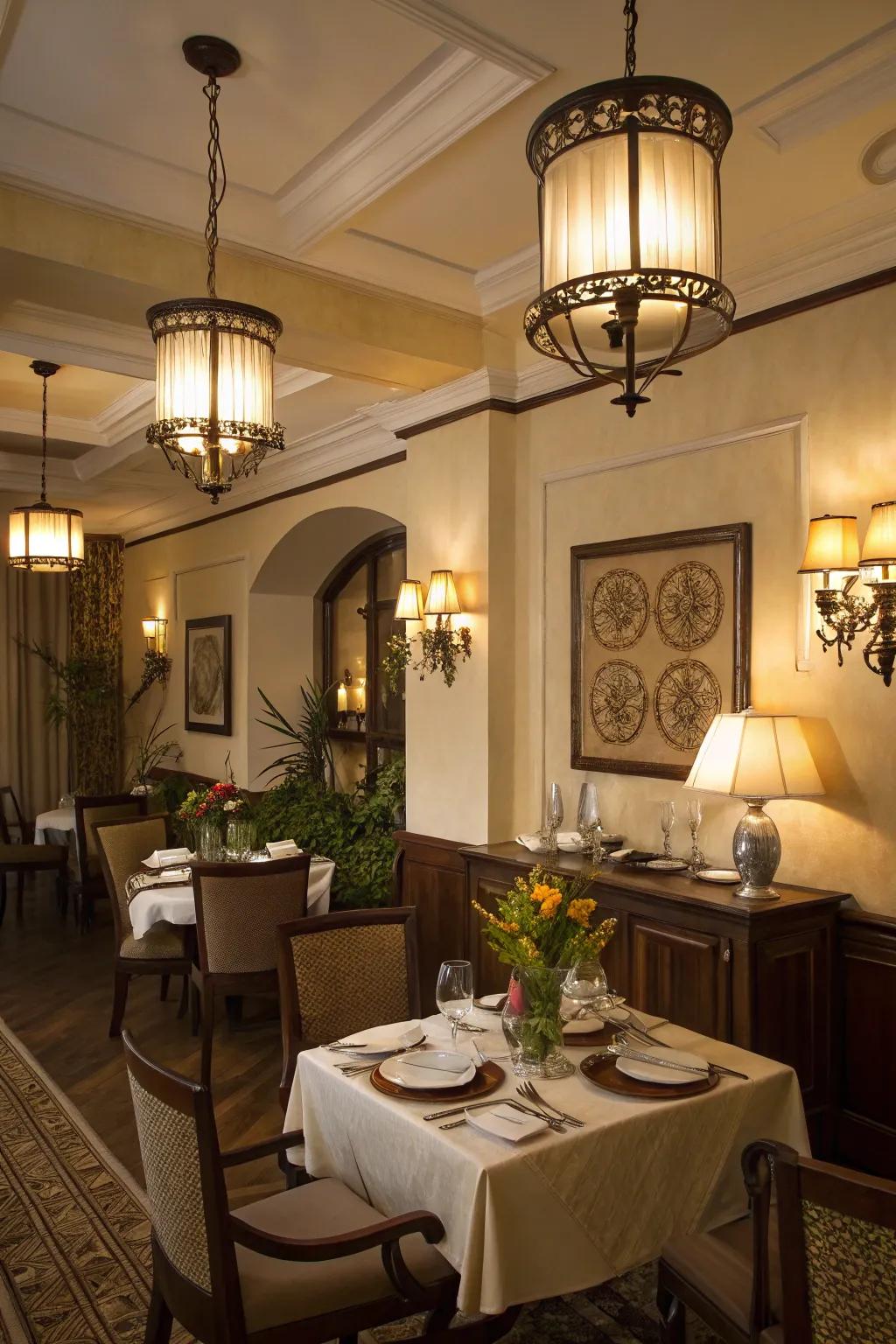 Tiered illumination enables versatile ambiance control.