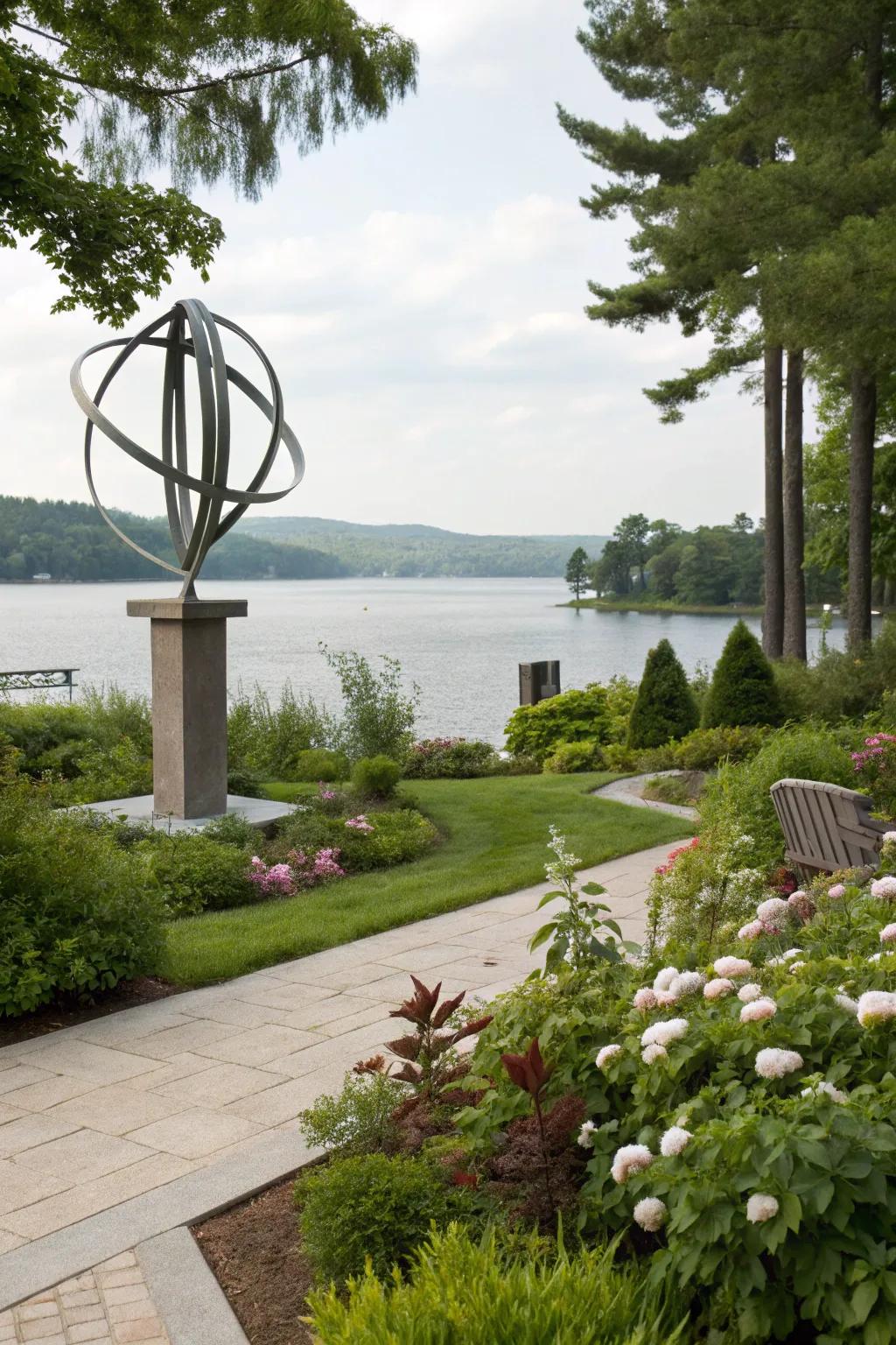 External art introducing a personal touch to the garden.