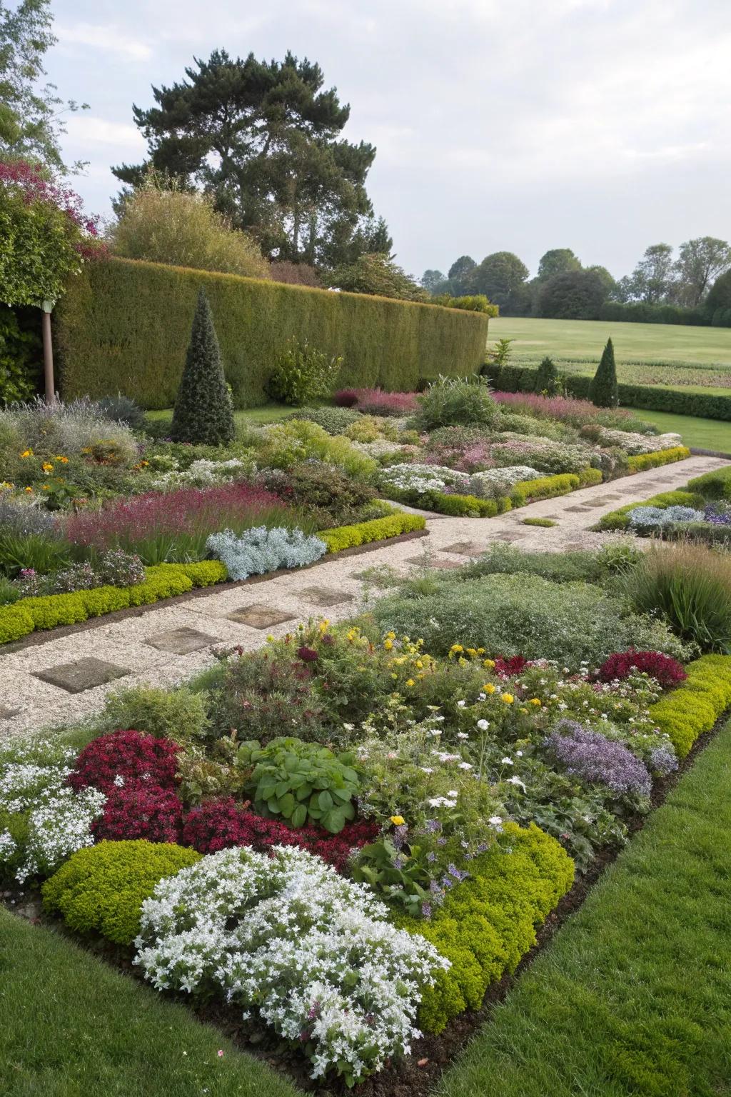 A selection of ground covers introducing allure and texture to a garden space.