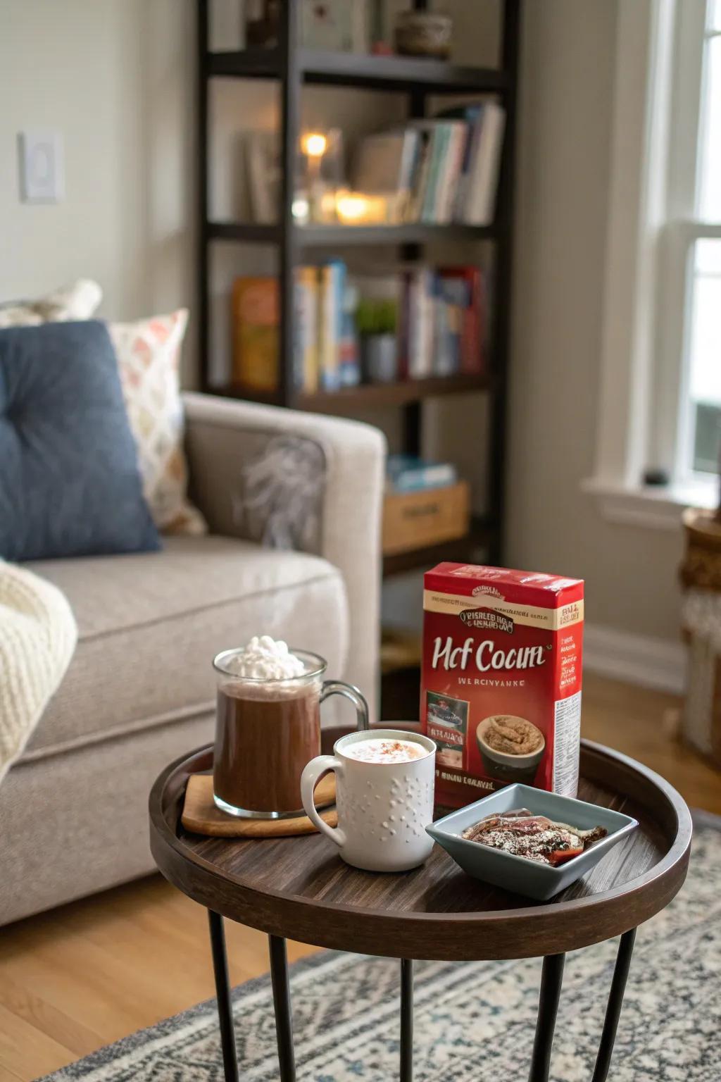 A hot cocoa station adds a fun and inviting element to your holiday gatherings.