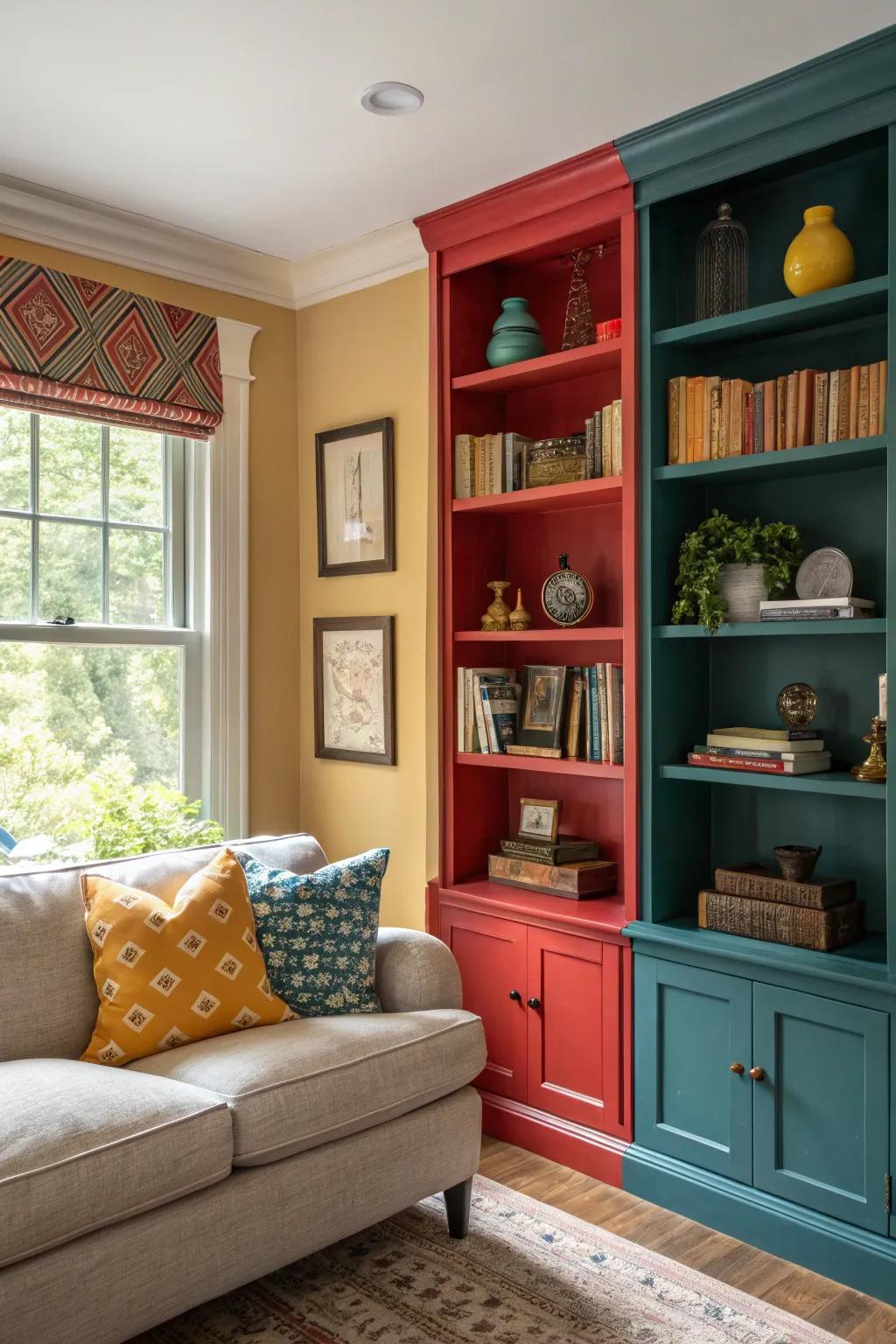 Contrasting hues accentuating decor.