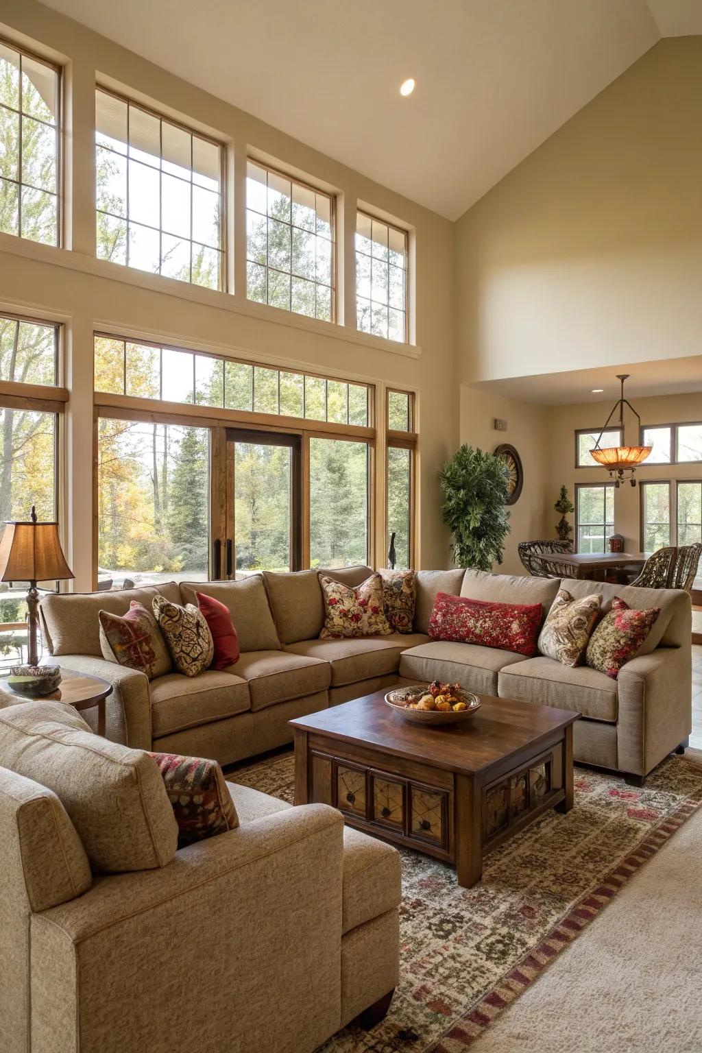 Modular couches offer adaptable seating solutions, suited to spacious and open-plan living spaces.
