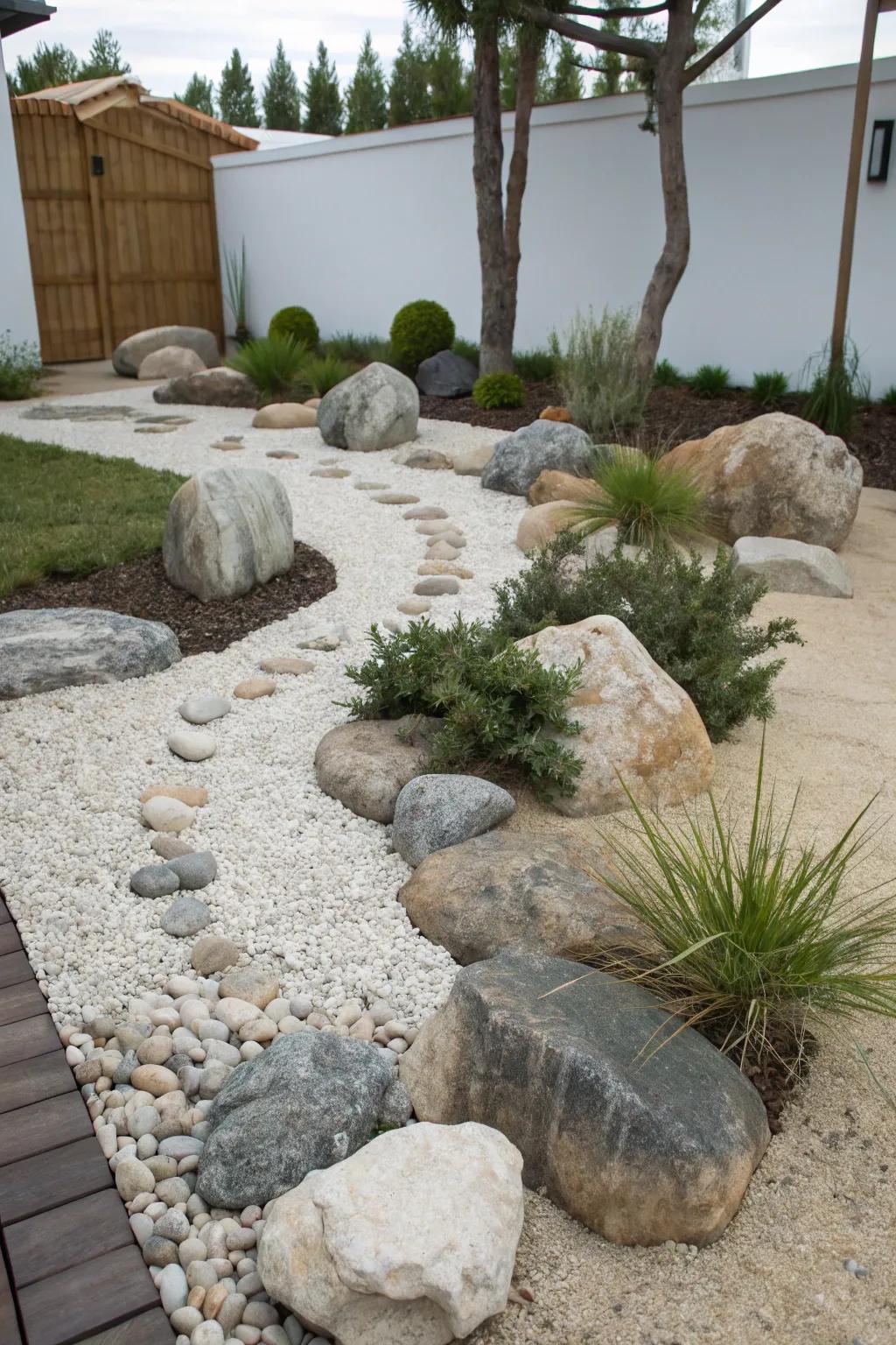 A stone enclosure delivers an impressive and minimal-upkeep landscape element.