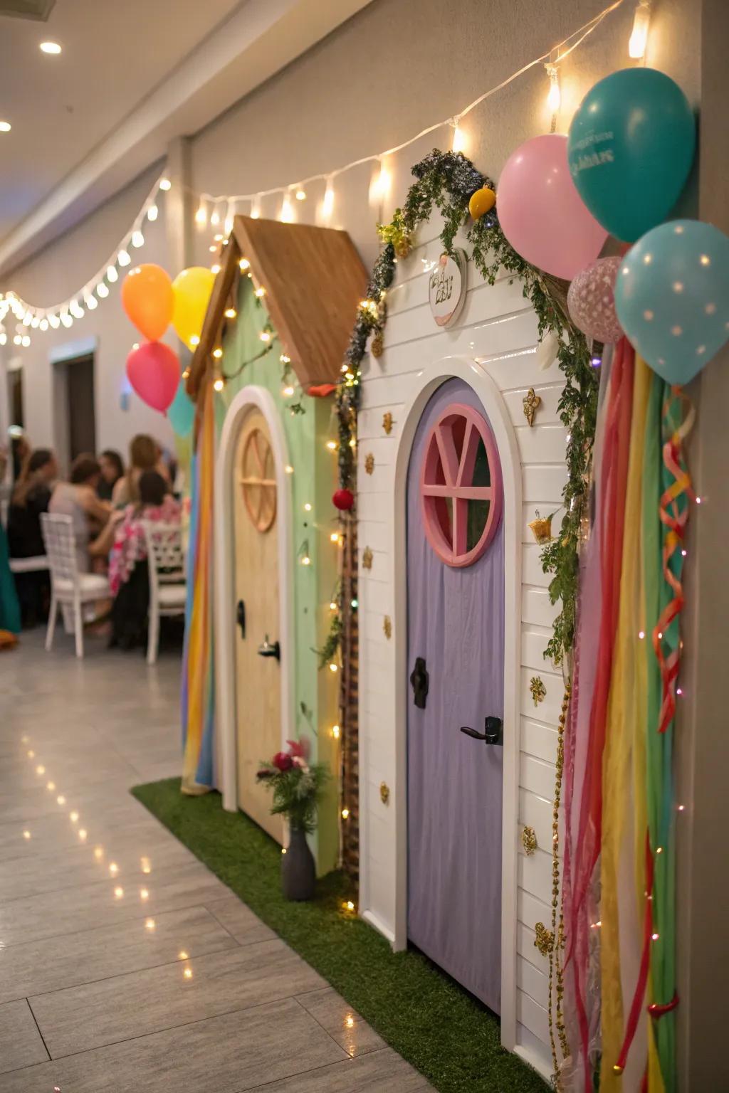 Miniature portals introduce an element of surprise and whimsy to the celebration.