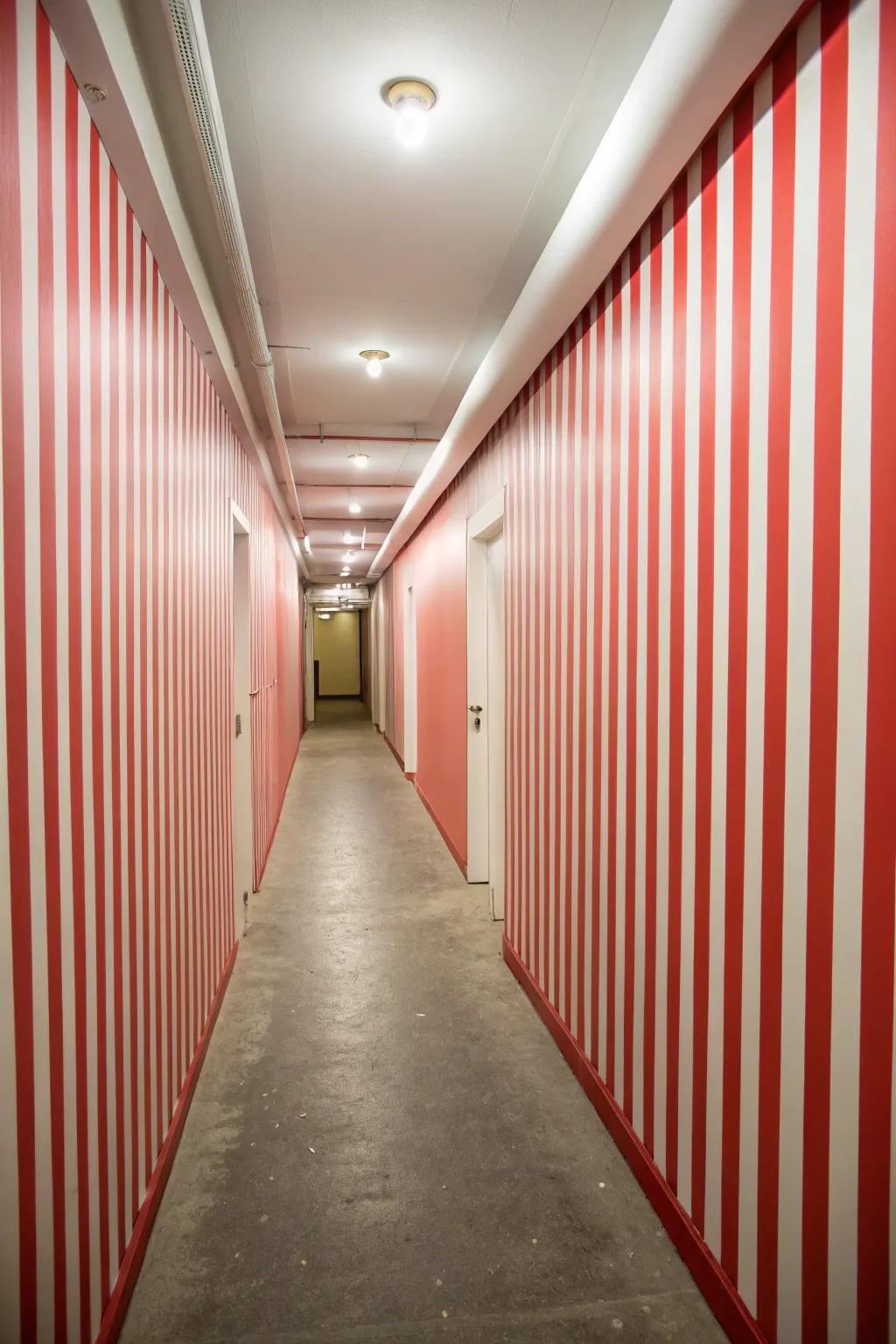 Banded wallcovering for a dramatic flair.