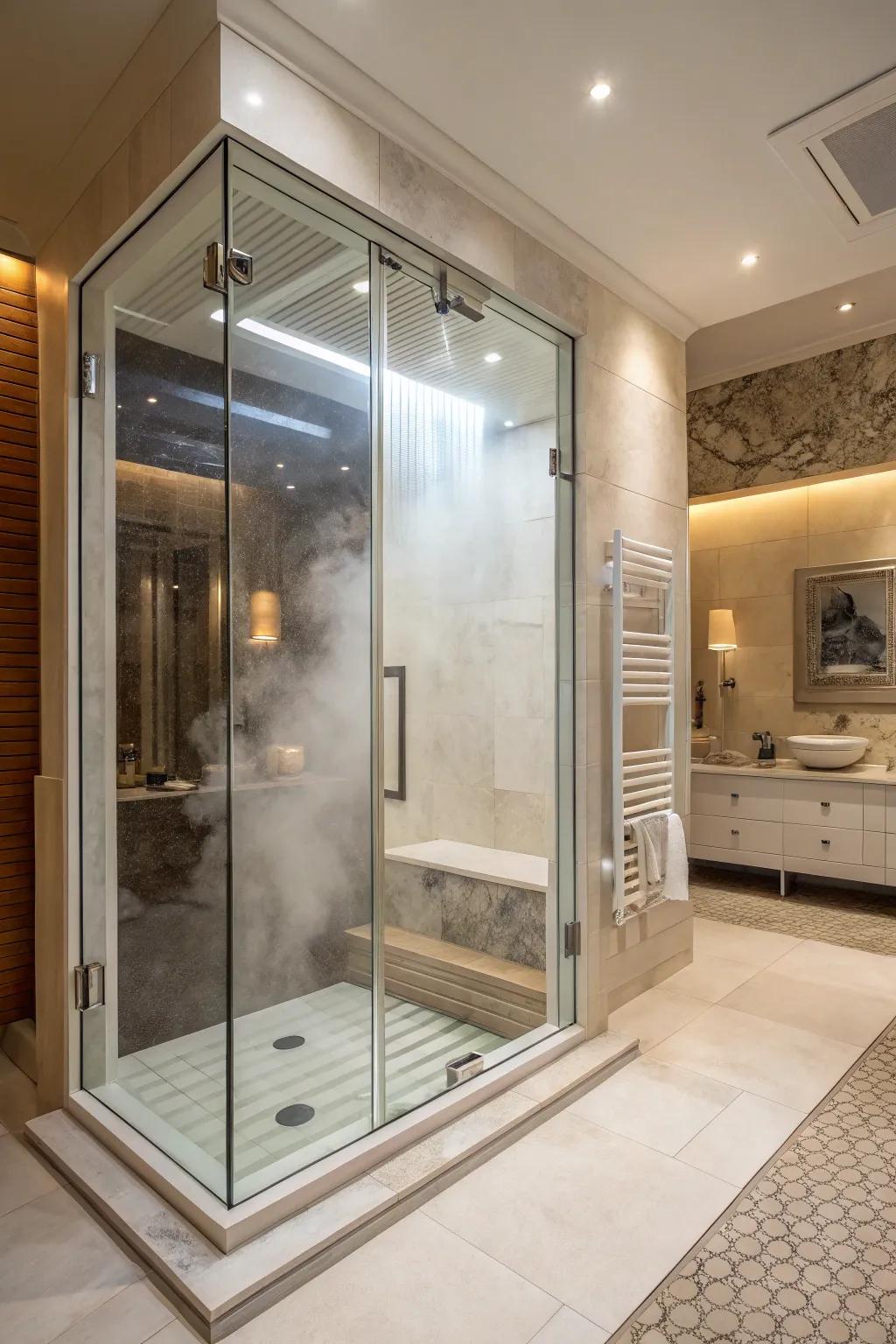 Vapor capabilities introduce a spa-inspired dimension to your primary shower.