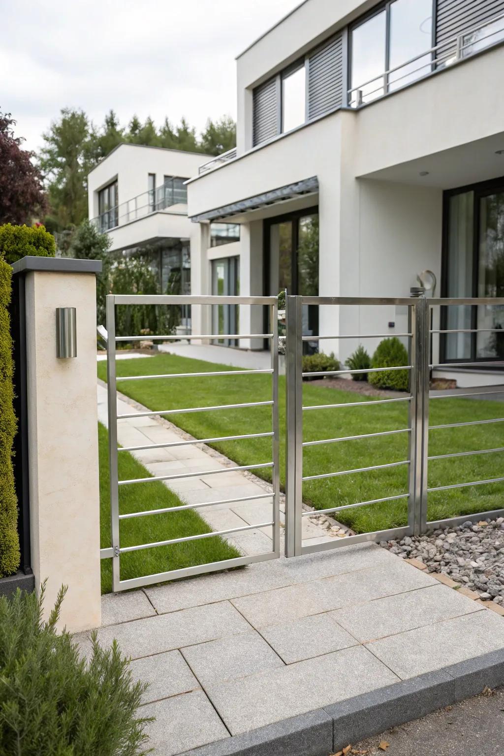 A minimalist metal gate embodying simplicity and sophistication.