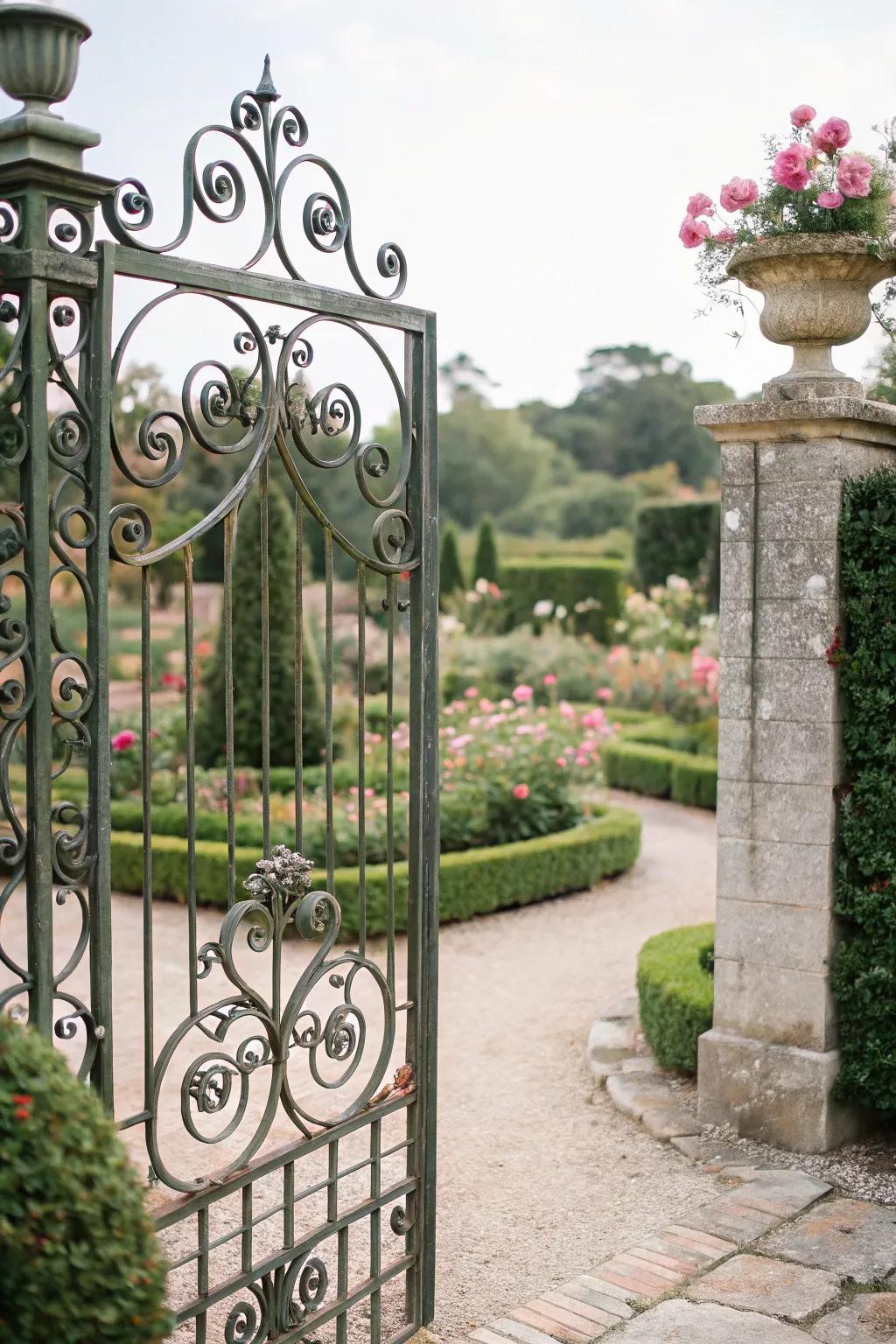 Scrollwork gates contribute an elegant, regal element.