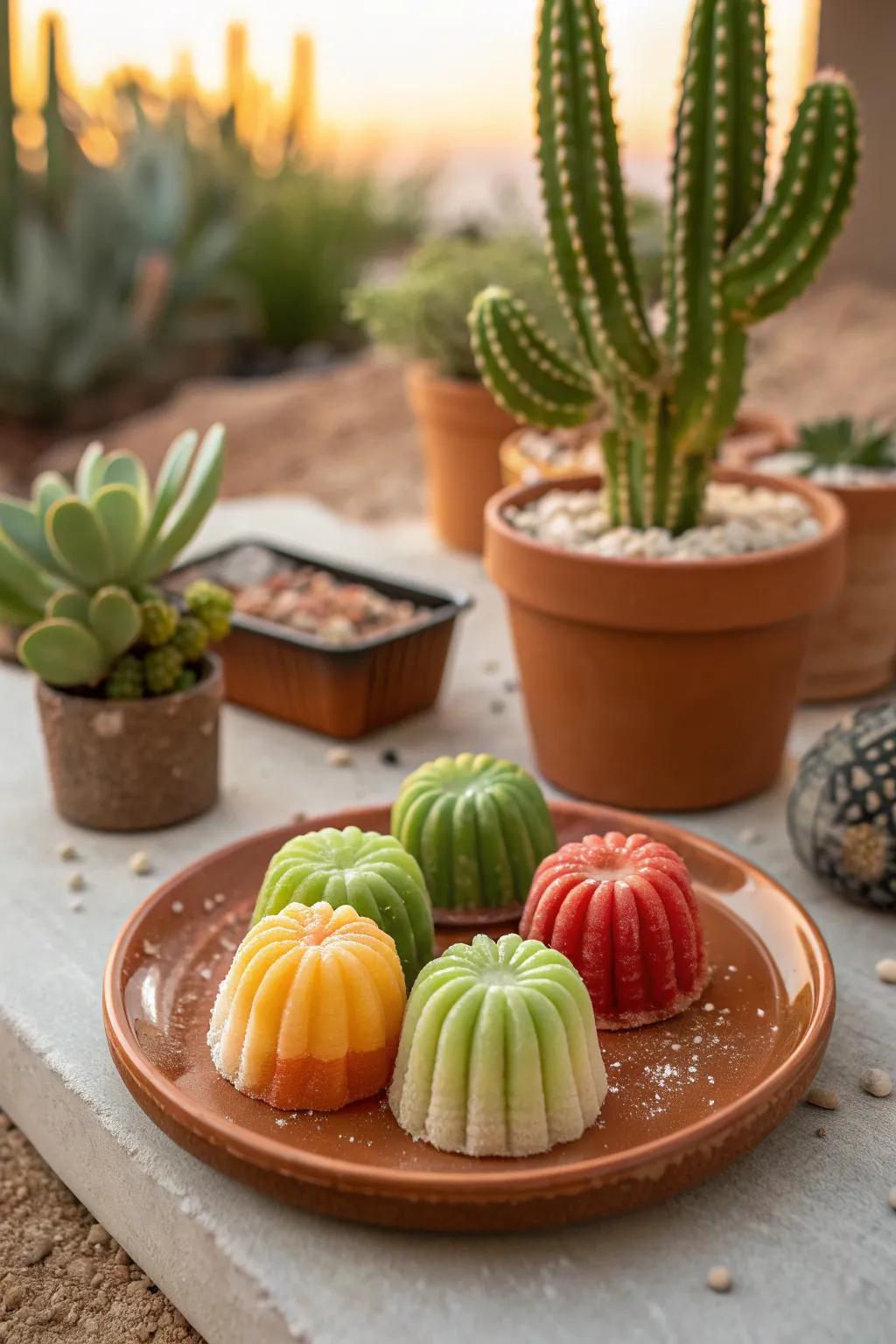 Amaze your guests with edible thornless cactus candies, a quirky and pleasing inclusion to your confectionery bar.