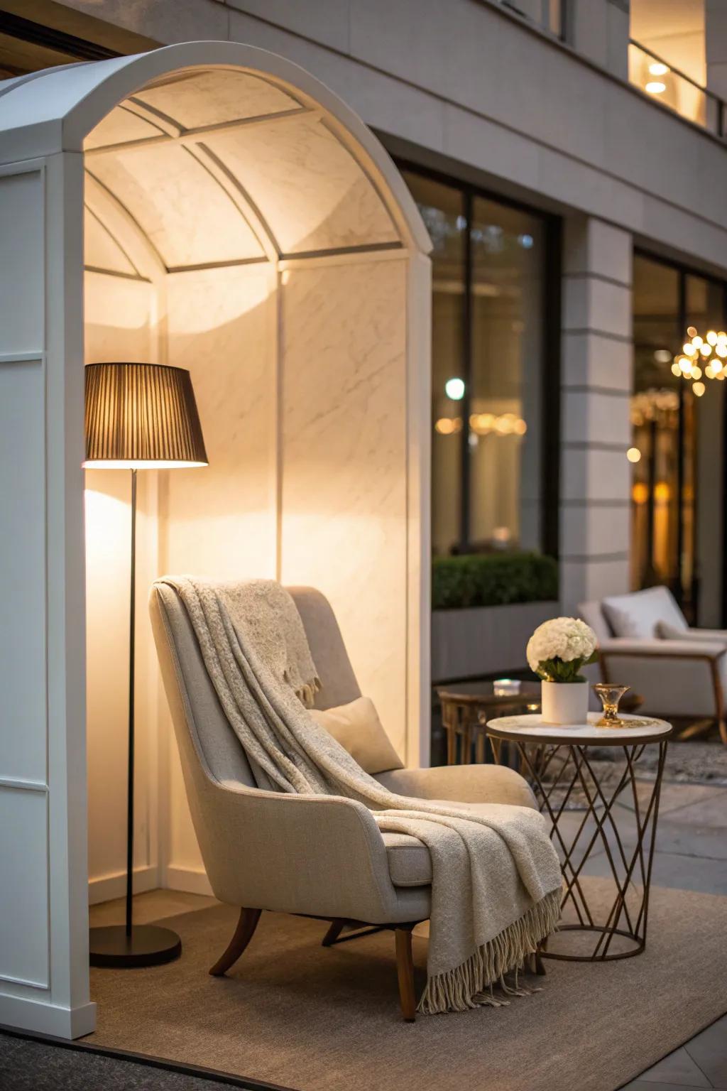 Enjoy your alcove with a relaxing lounge setup.