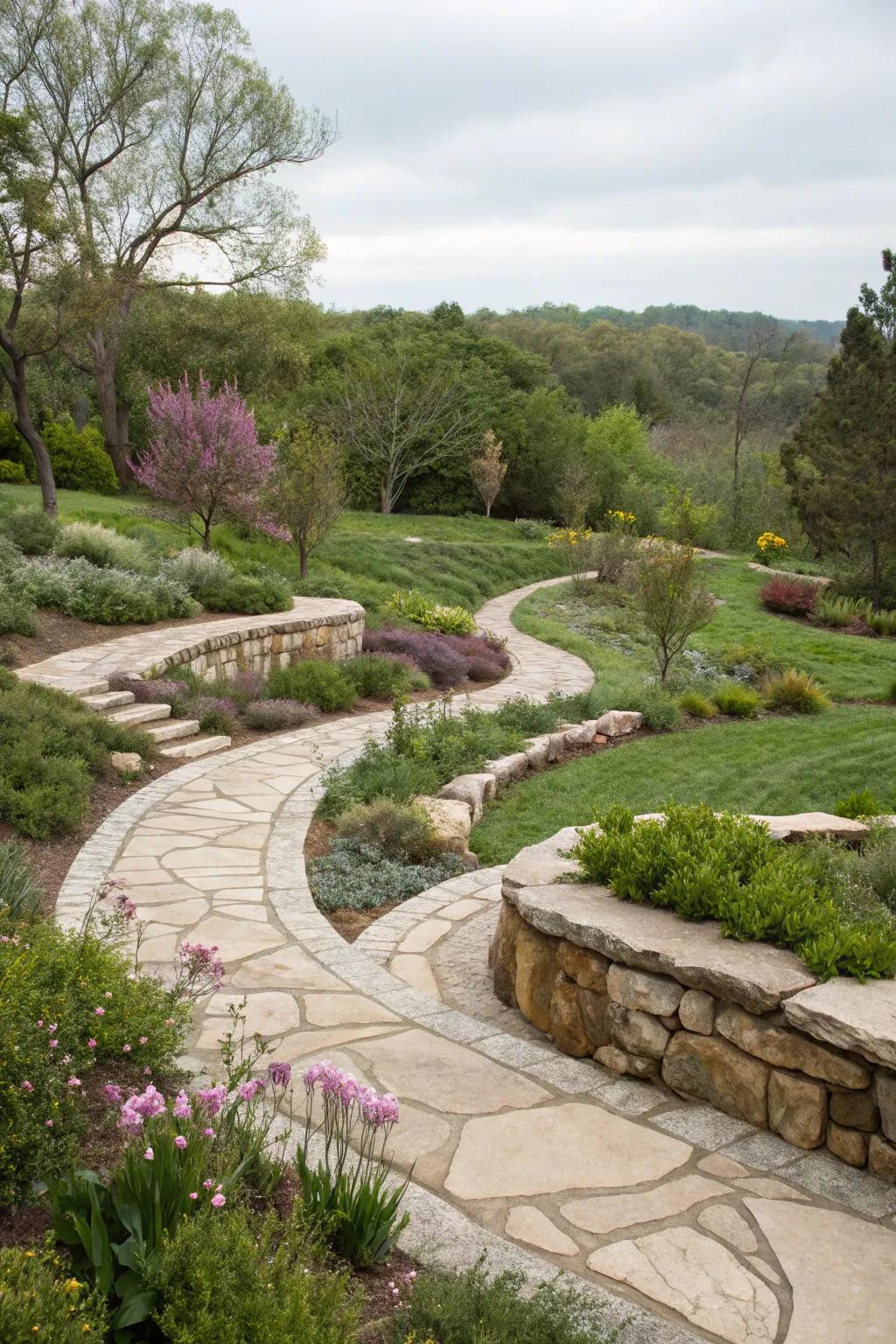 Natural stone adds texture and lasting appeal to garden aesthetics.