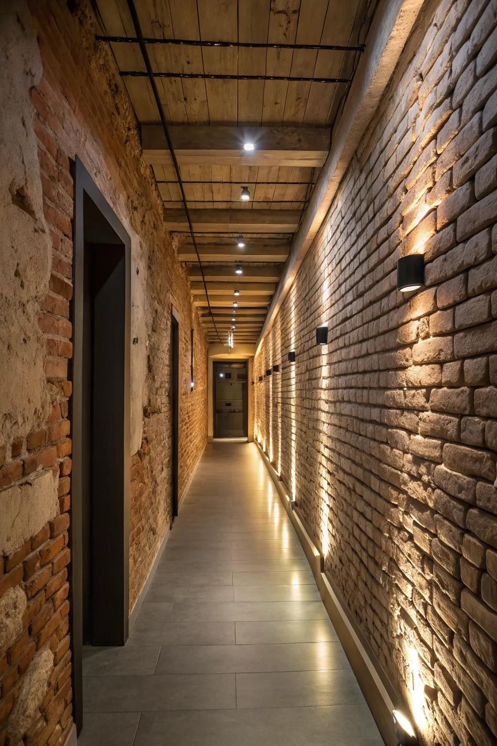 Detailed lights emphasize the touches in hallway style.