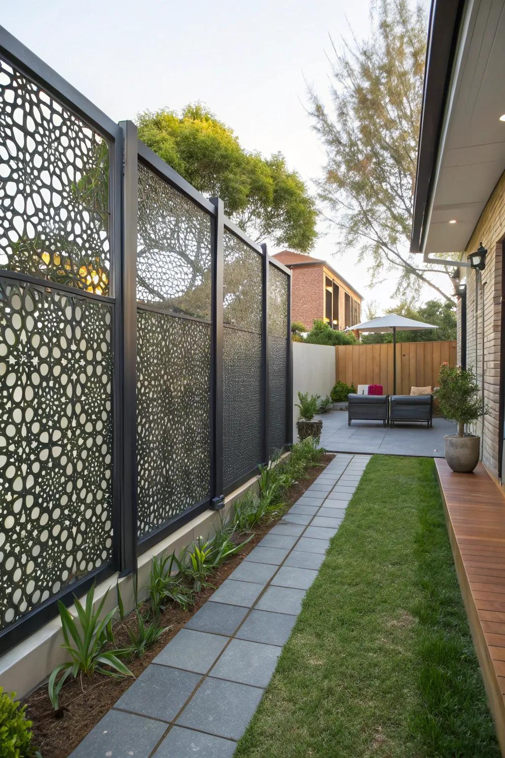 Perforated patterns provide privacy with a modern twist.