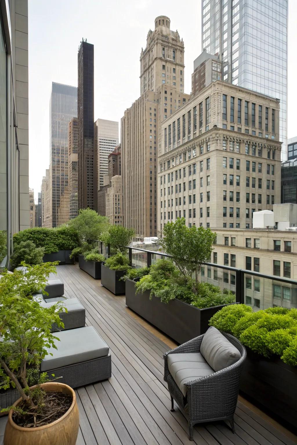 An urban deck that delivers a private leafy sanctuary.