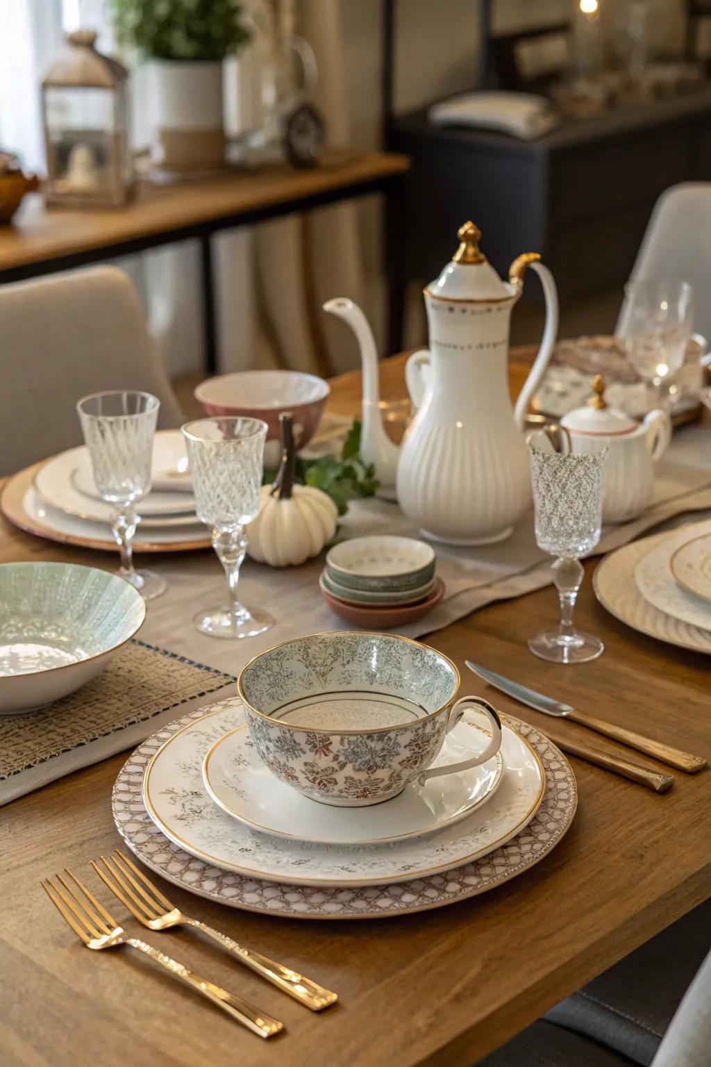 A fusion of vintage and modern imbues your setting with character.