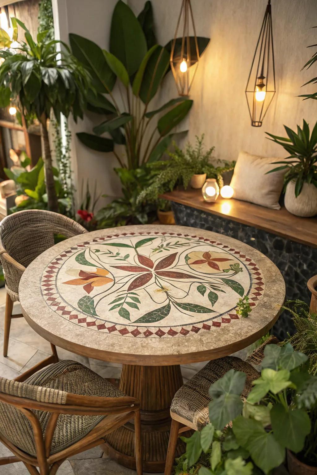 Nature-inspired mosaics transport the outdoors inside.