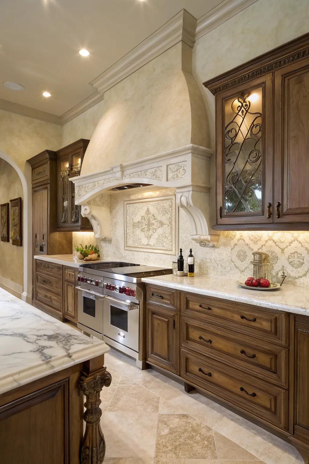 Italian finish backsplashes contribute a sophisticated and artistic touch to kitchens.