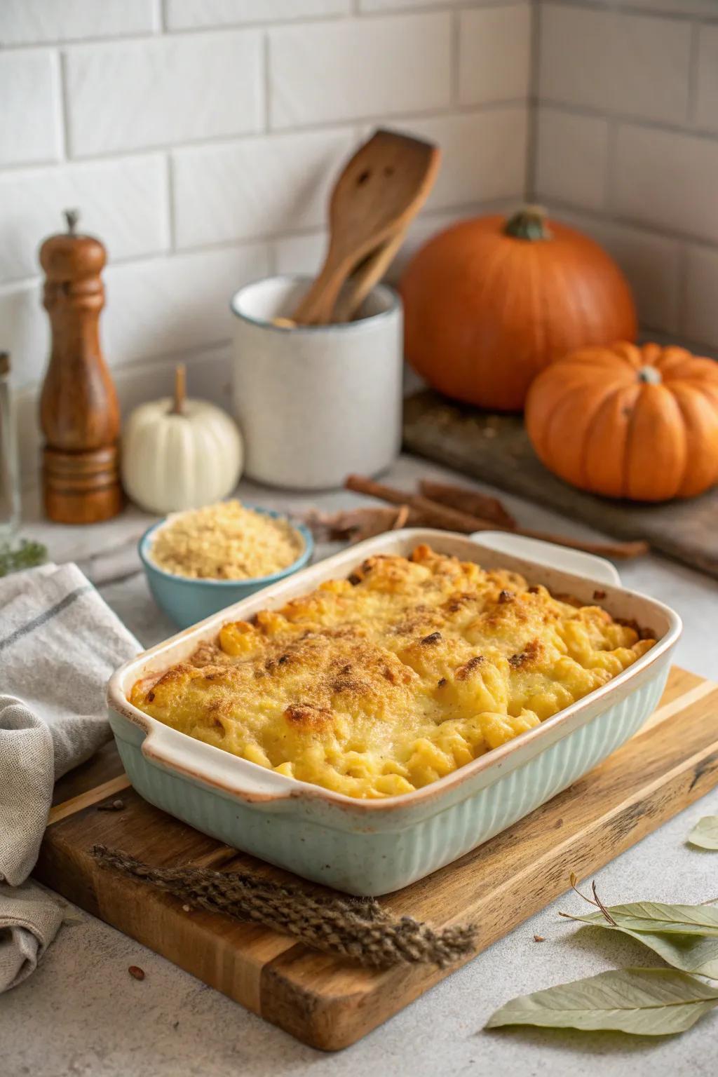 Squash mac and cheese: A delightful creamy, and seasonal meal.