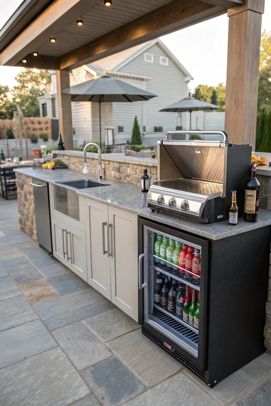 A beverage station guarantees drinks are always readily accessible and prepared.