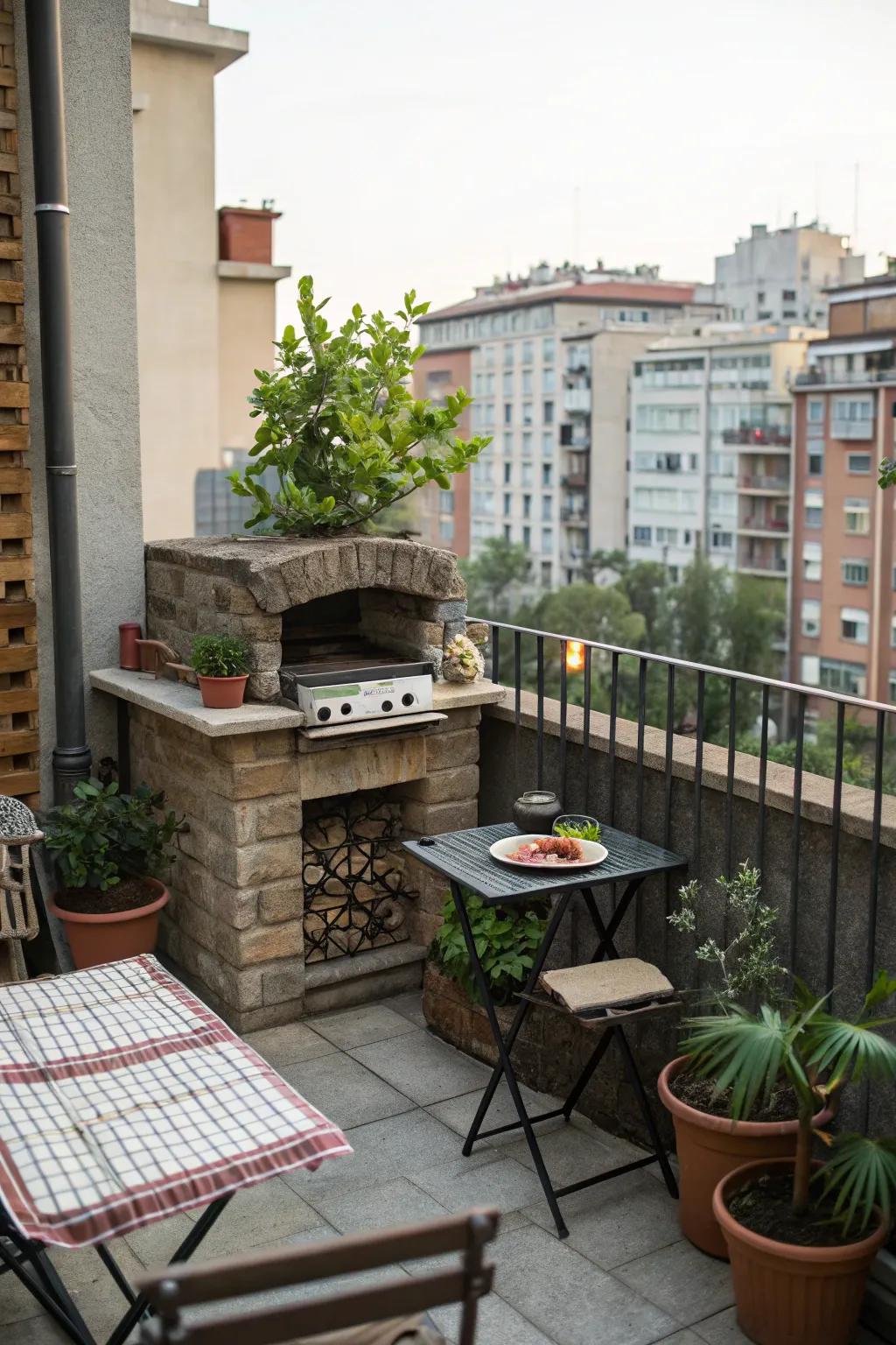 A compact stone BBQ is ideally suited for metropolitan living areas.