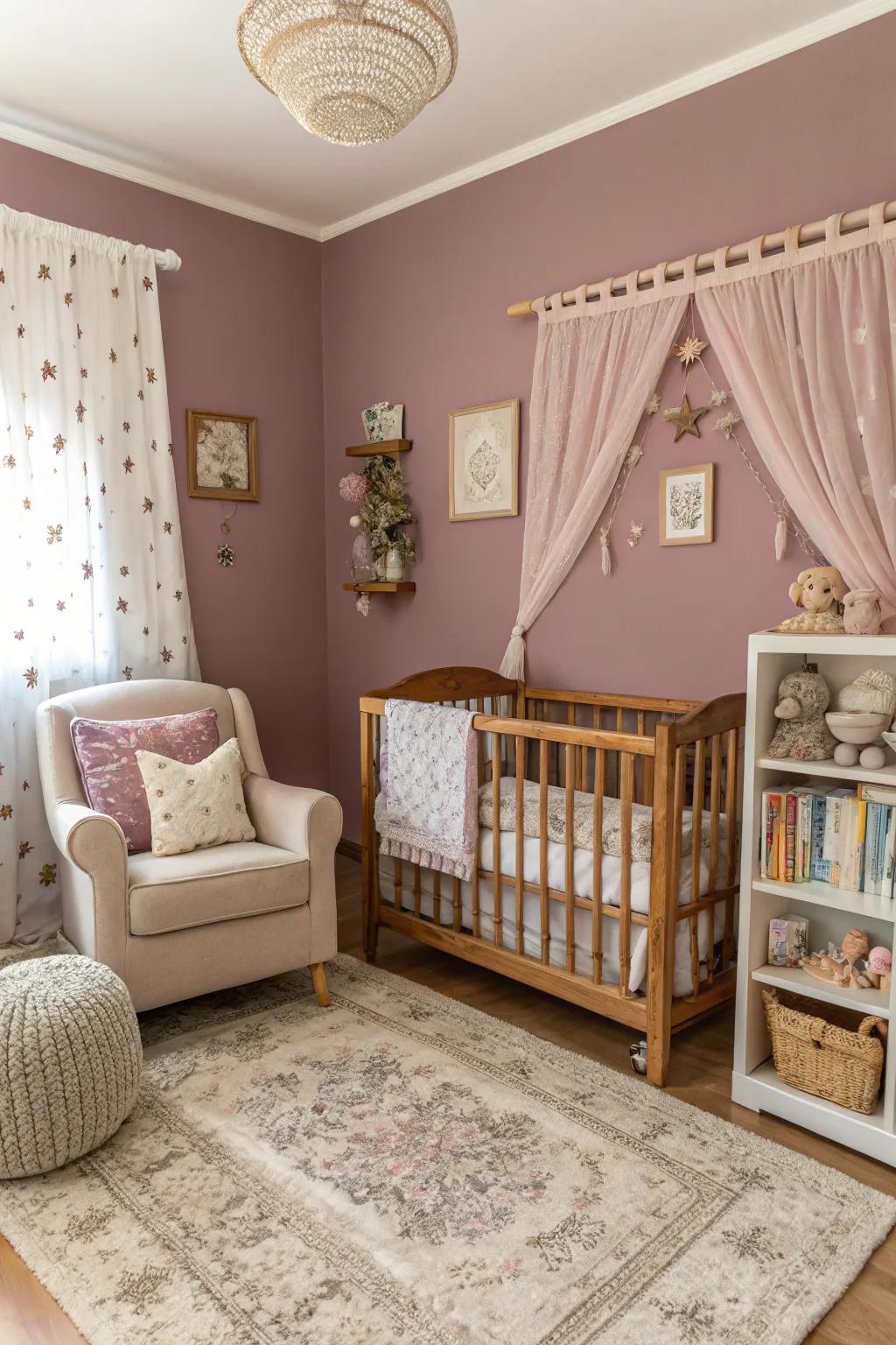 Vintage-inspired colorations convey ageless allure to any nursery.