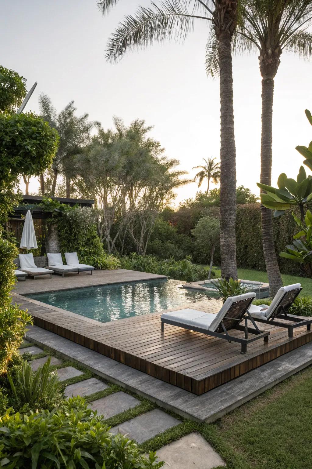 Elevated docks offer distinct spaces for relaxation.