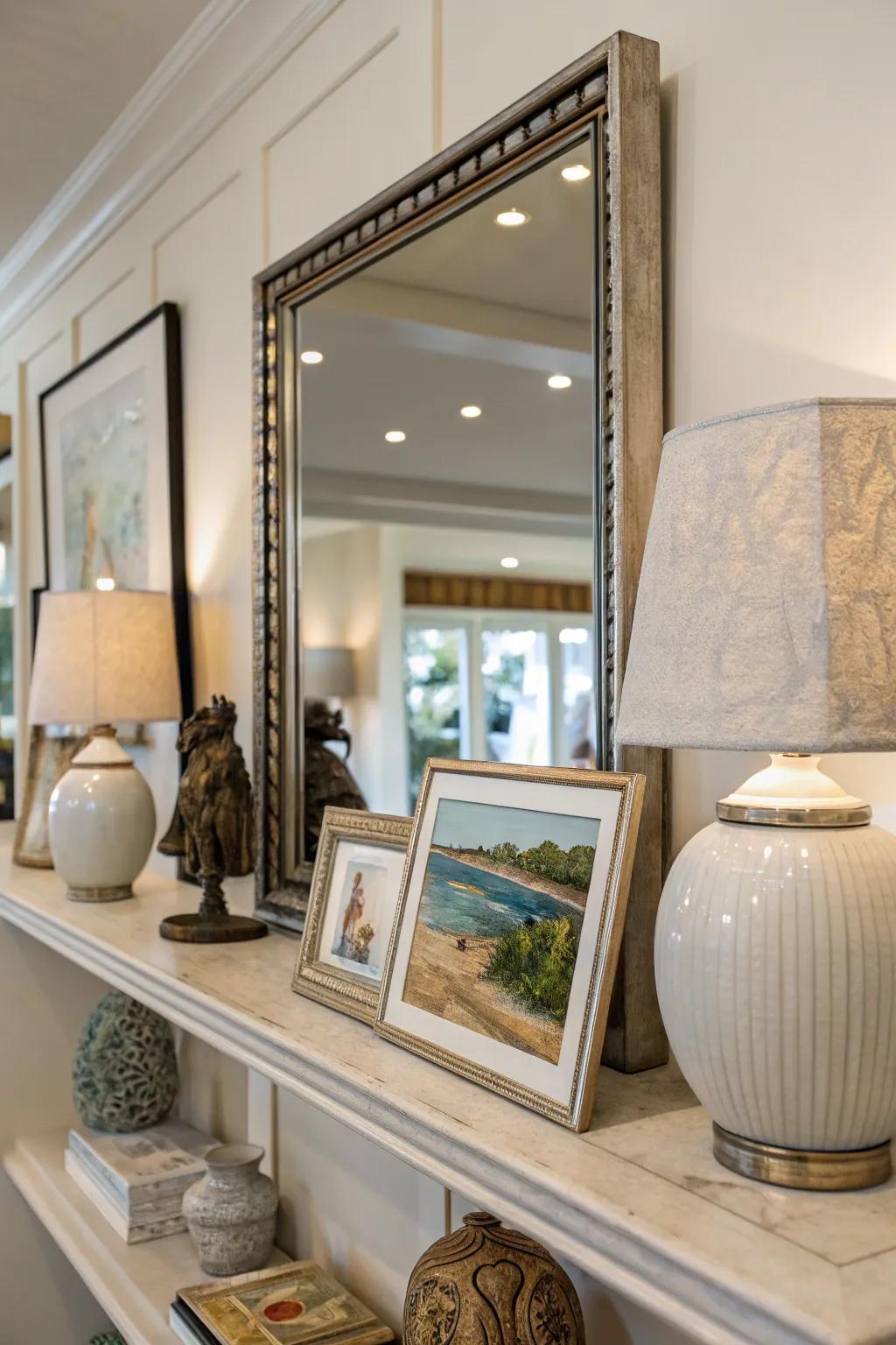 Employ mirrors to maximize light and generate an illusion of expanded volume.