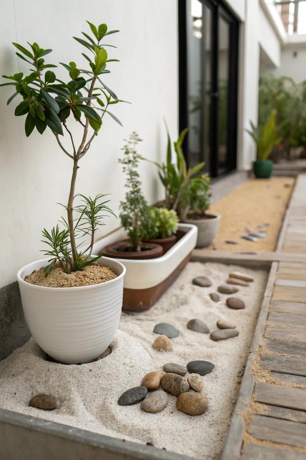 A Zen garden space dedicated to peace and repose.
