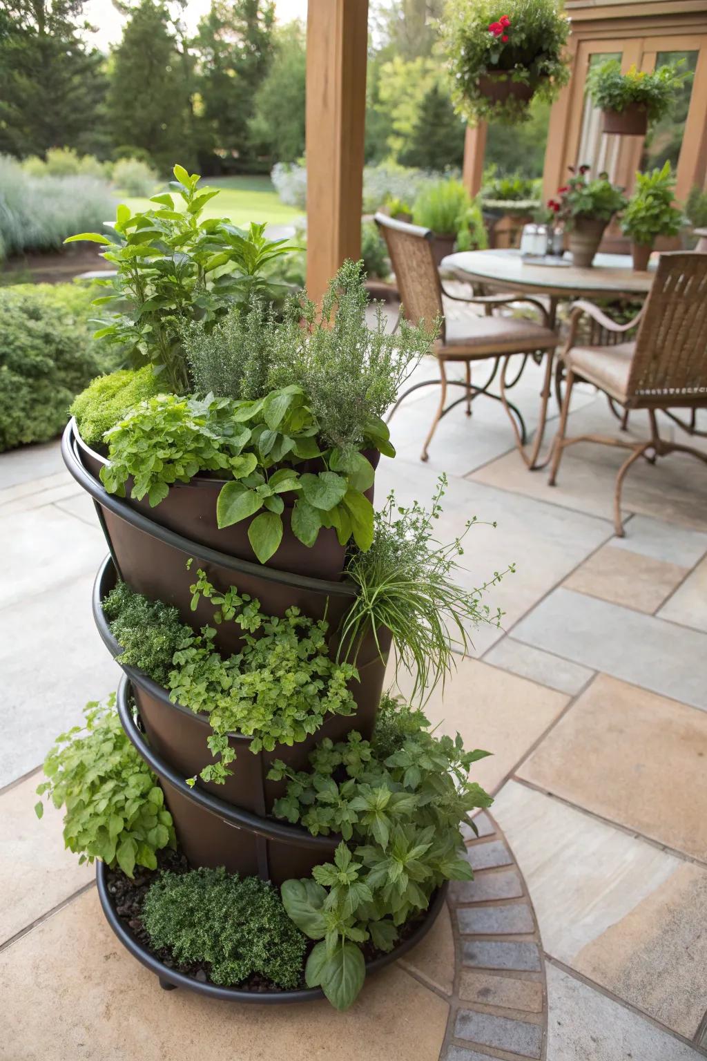 Cultivate more with a space-conserving vertically wound herb garden.