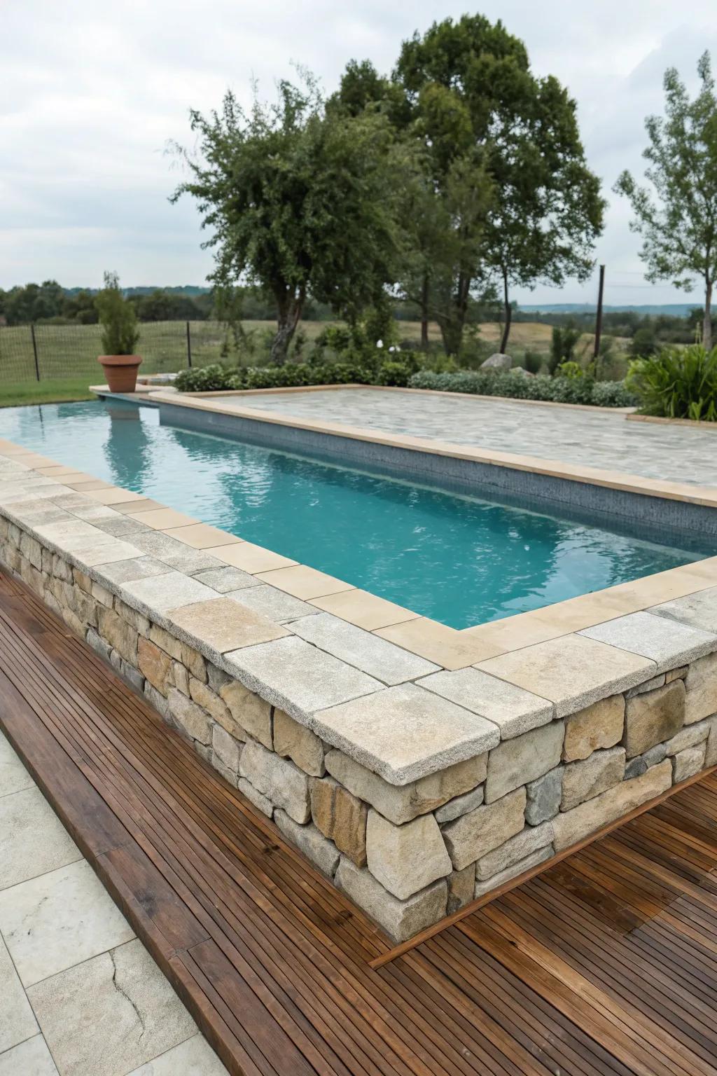 Coping made with mixed materials delivers a customized and innovative look.