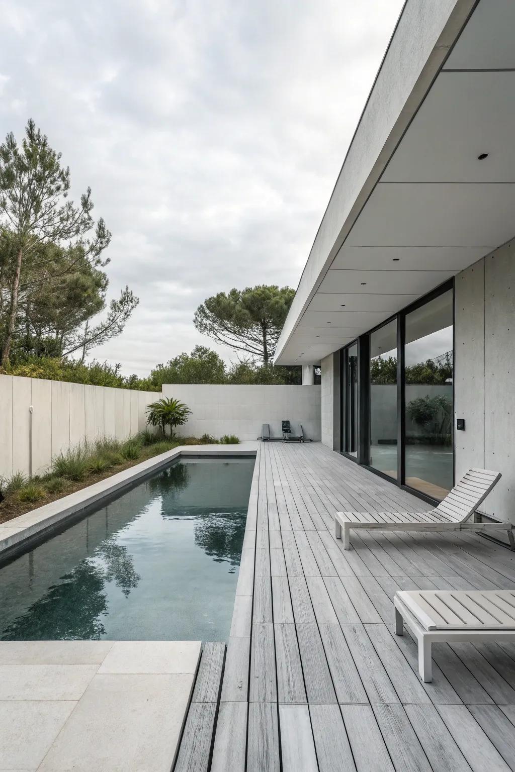 Minimalist designs offer sleek and modern poolside aesthetics.