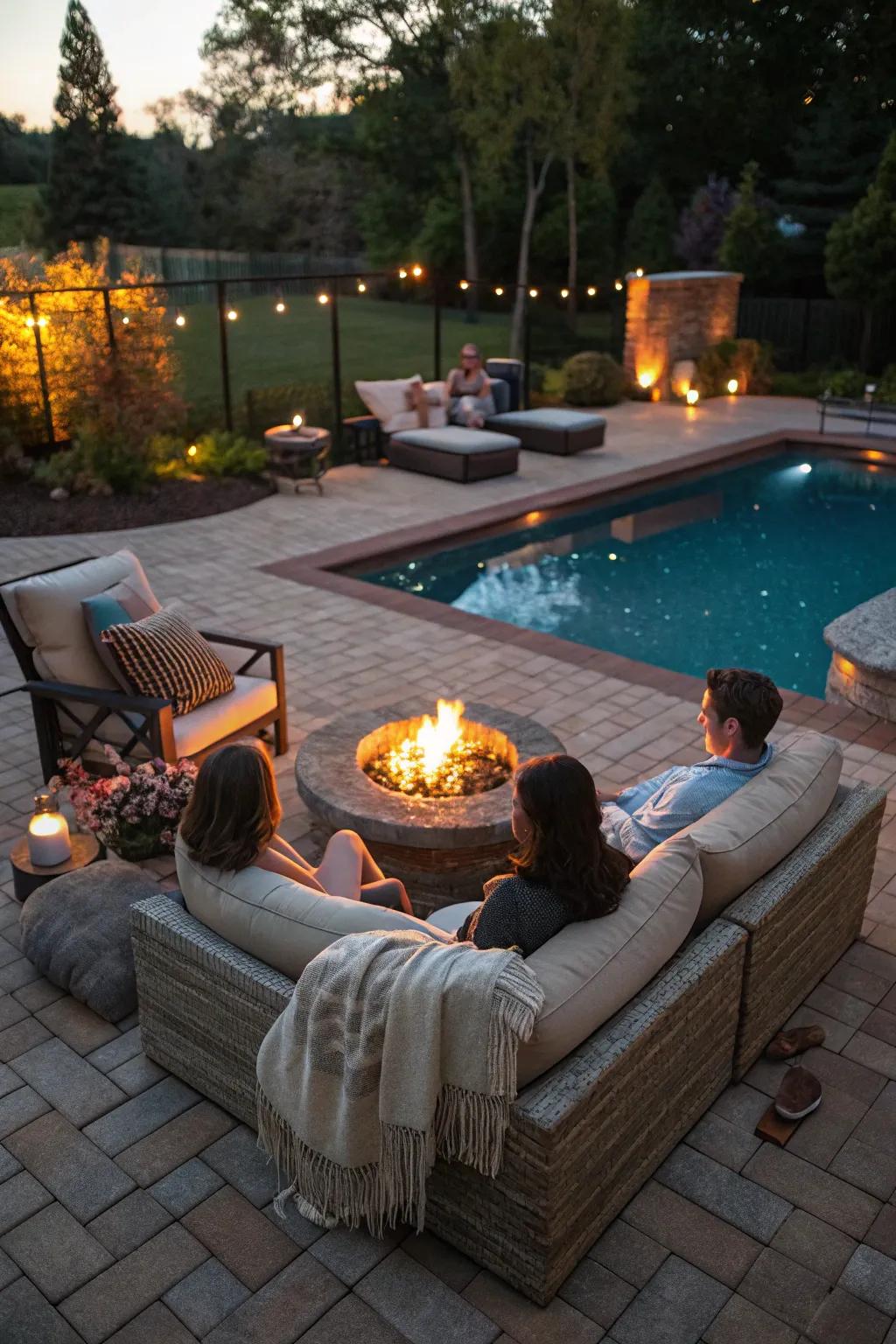 Warm up your evenings with a bonfire on your pool deck.