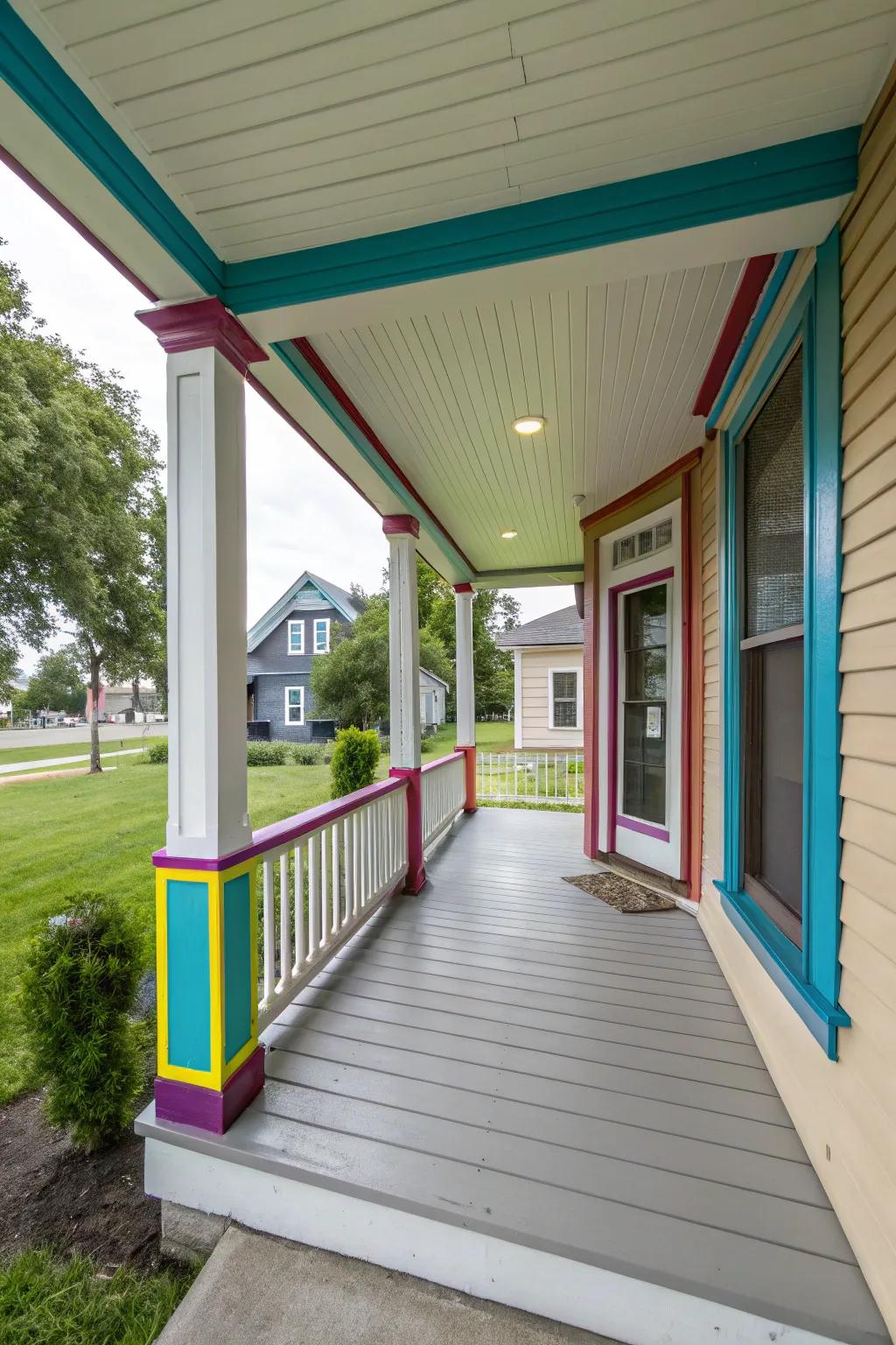 Hued trim emphasis contributes a cheerful stroke.