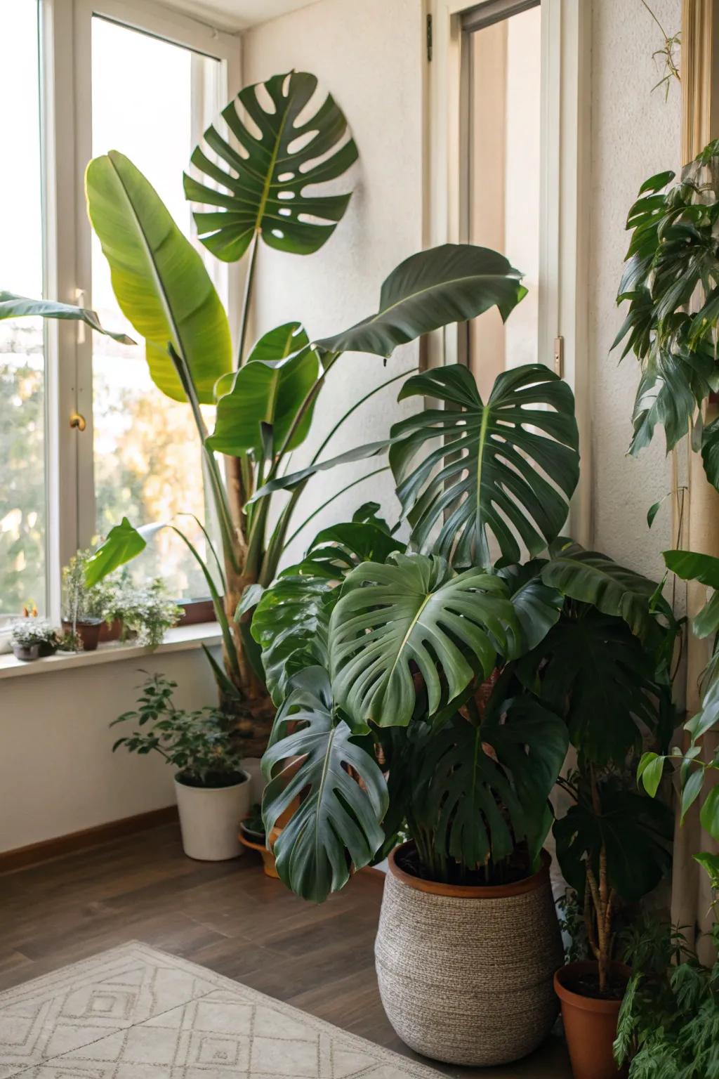 Transform your abode into a tropical paradise through the incorporation of broadleaf flora.