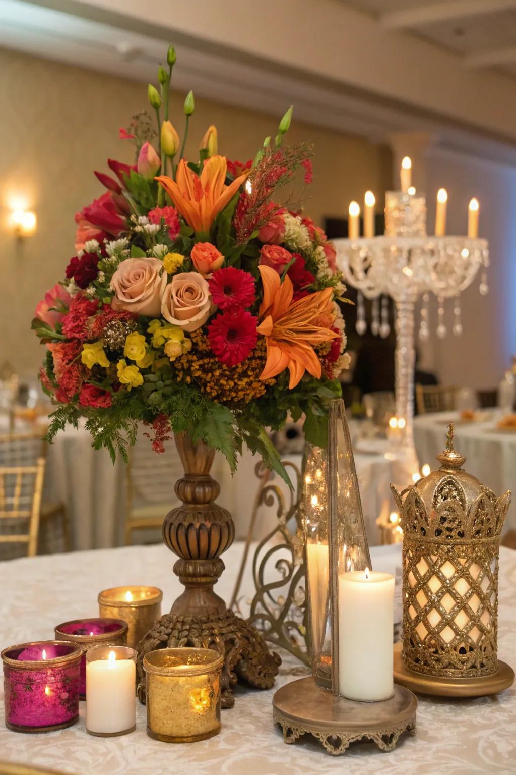 Sophisticated centerpieces enhance table elegance.