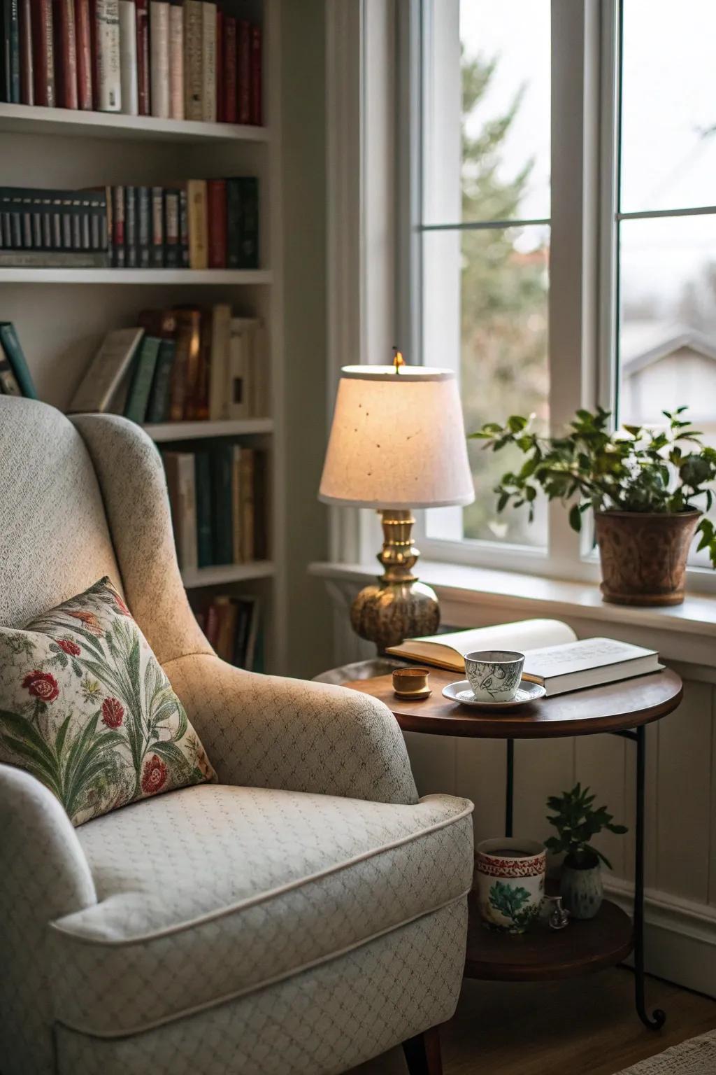 A peaceful corner can serve as your personal reading sanctuary.
