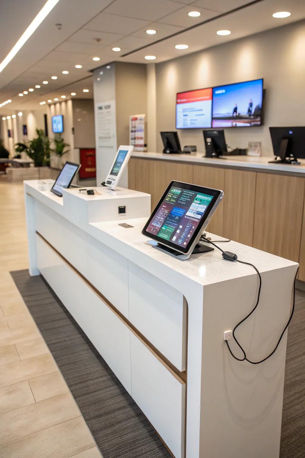 A tech-savvy welcome desk that improves functionality.