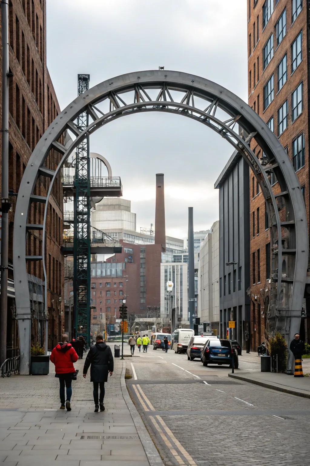An urban-stylish entrance, providing a contemporary and edgy appearance.