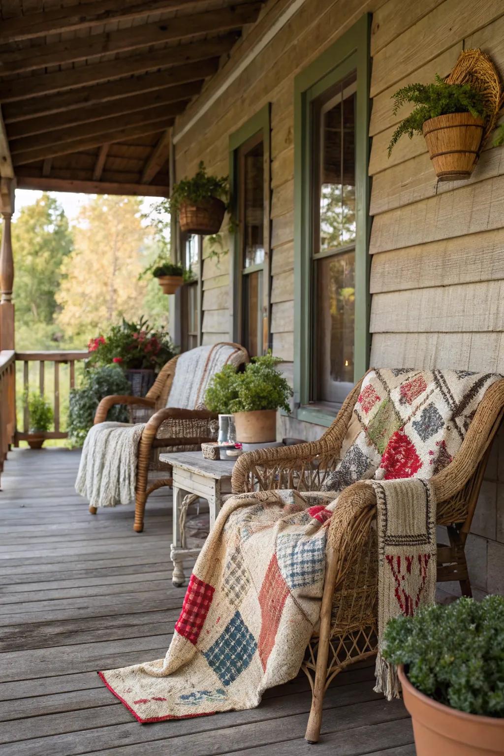 Toasty throws and quilts append coziness and texture.