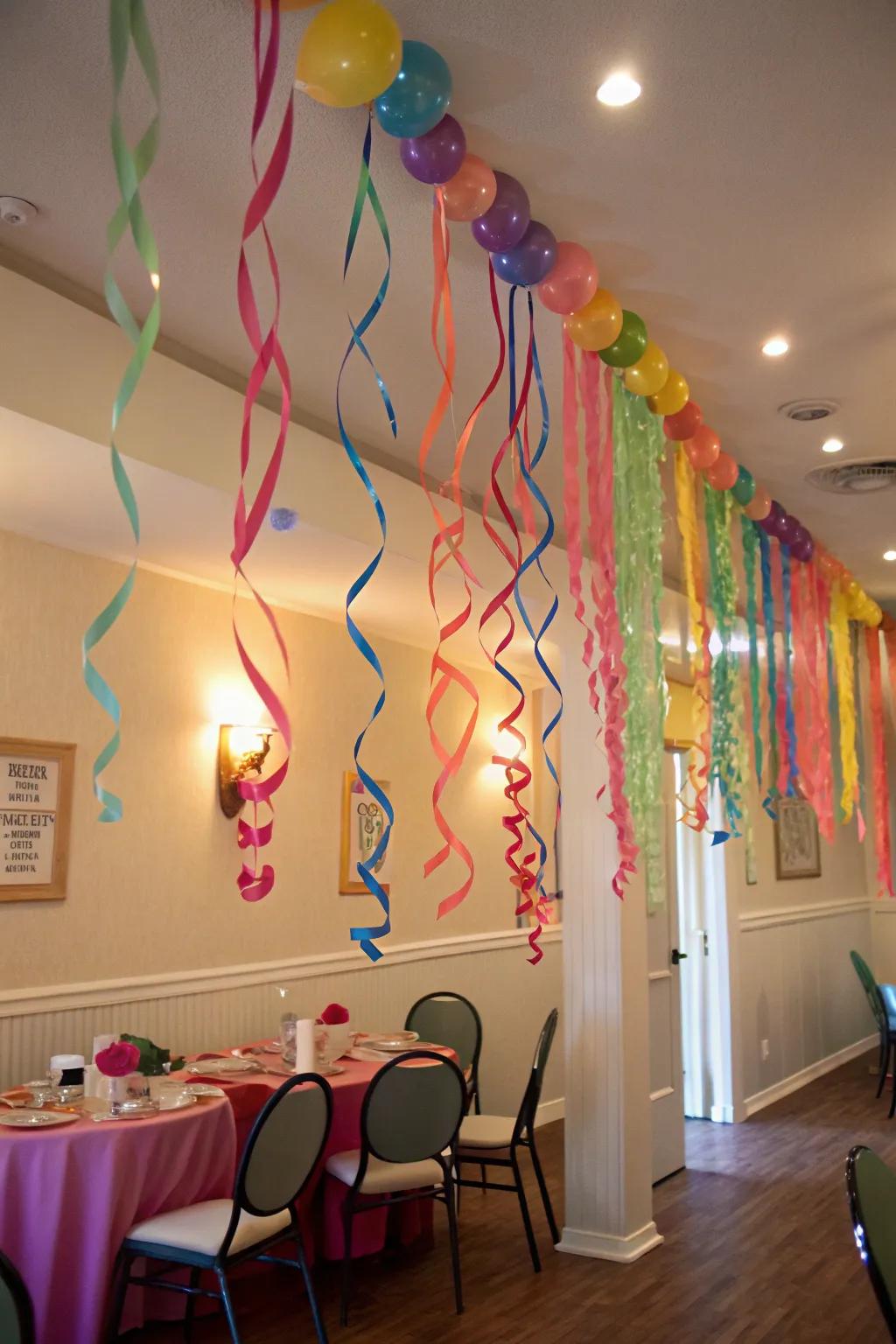 Ribbons establish a joyful, party-like atmosphere for selfies.