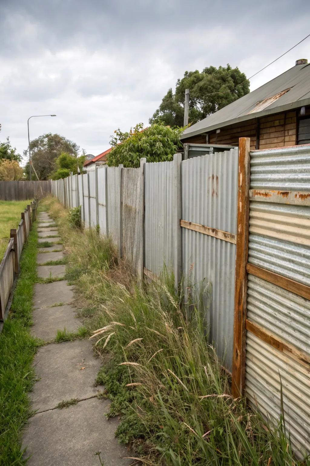 Corrugated metal panelling imparts an urban edge vibe to this contemporary outdoor space.