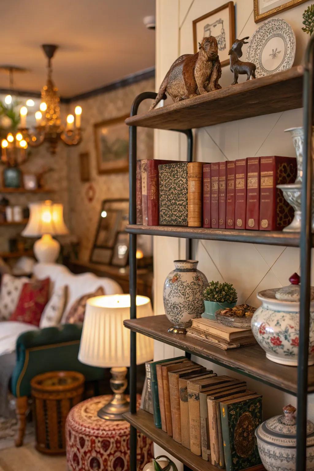 Vintage finds infuse a hint of nostalgia and persona to shelves.