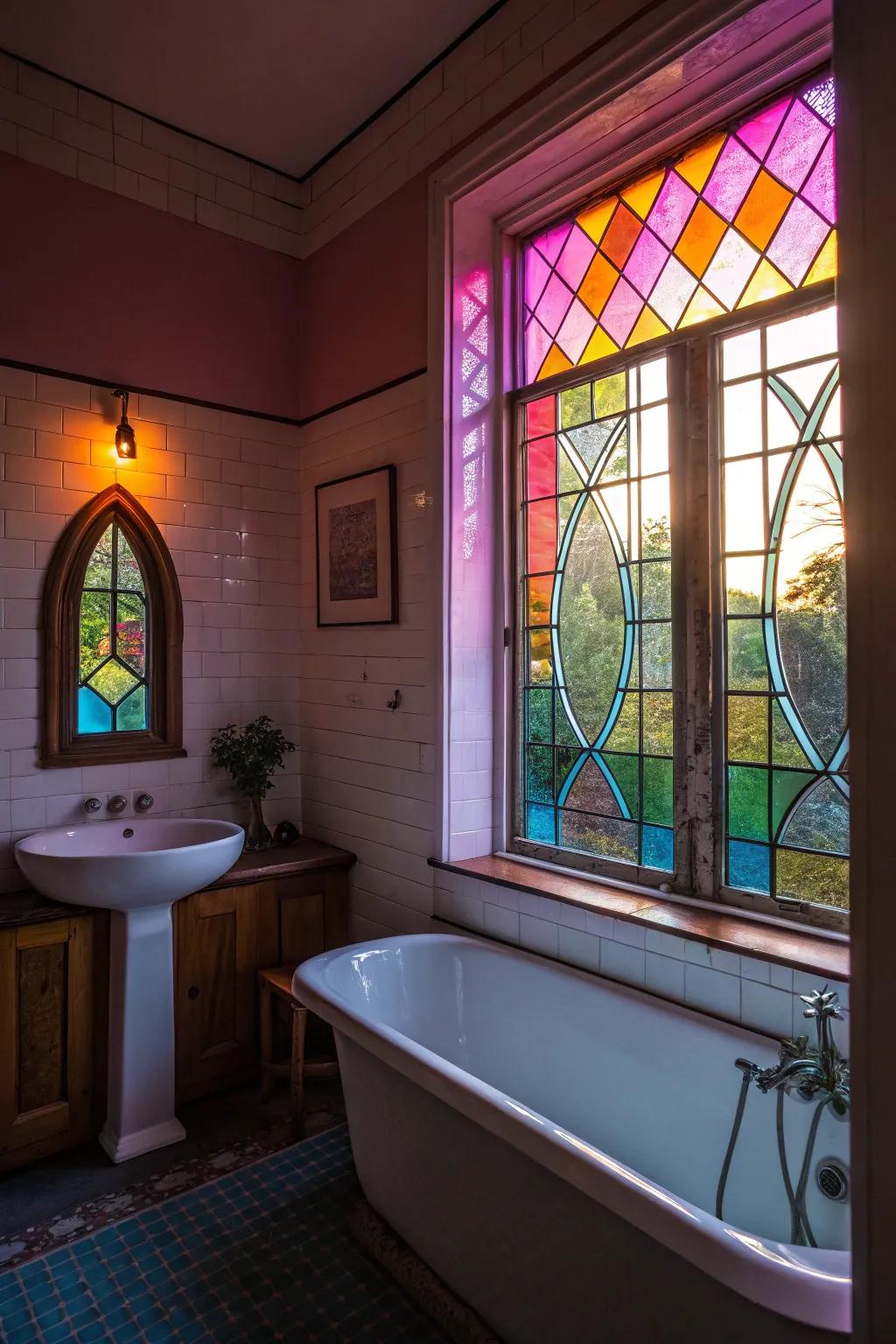 Stained glass adds an artistic touch.